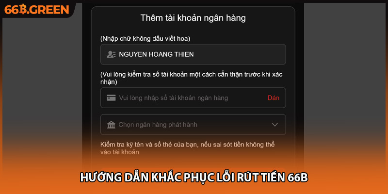 Hướng dẫn khắc phục lỗi rút tiền 66B